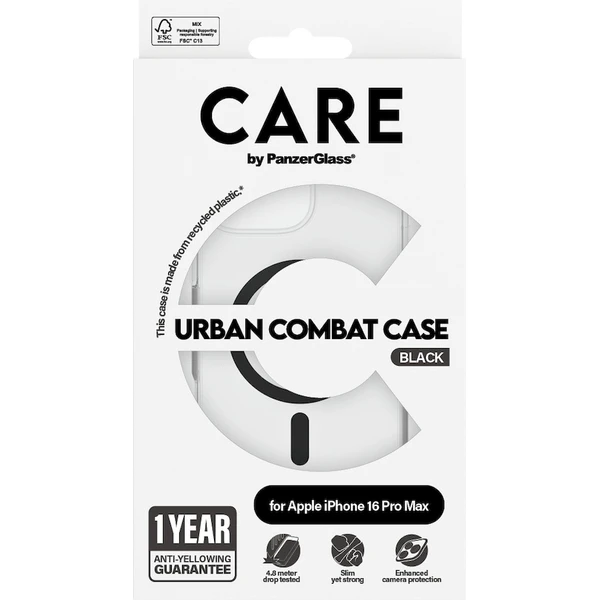PanzerGlass® CARE kryt Apple iPhone 16 Pro Max MagSafe Urban Combat čirý/černý - Pouzdra - Obrázek C708000P01