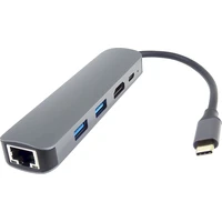 PremiumCord USB-C na HDMI + 2x USB3.2 + PD 100W+ RJ45 10/100/1000Mbps adaptér - Dokovací stanice