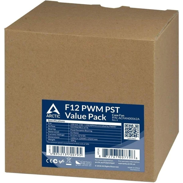 Arctic Fan F12 PWM PST Value Pack (5x) - Ventilátory pro PC - Obrázek C9QR600301