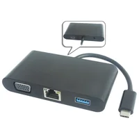 PremiumCord Převodník USB-C 3.1 na VGA + Audio + USB3.0 + RJ45 + PD charge - Dokovací stanice