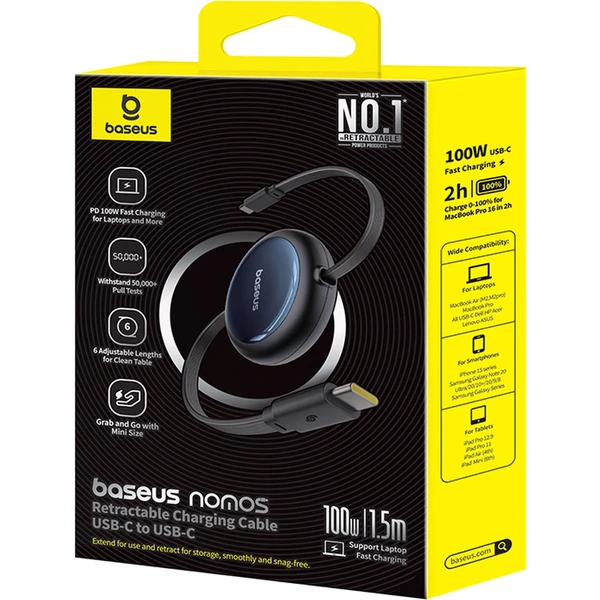 Baseus Nomos USB-C/USB-C napájecí kabel 100W 1,5m černý - Kabely a redukce - Obrázek CAGE000L01