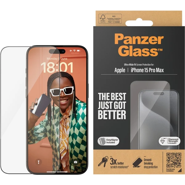 PanzerGlass Ultra-Wide Fit ochranné sklo Apple iPhone 15 Pro Max - Ochranné folie a skla - Obrázek CATS100501