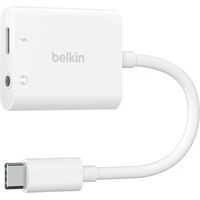 Belkin RockStar USB-C -> USB-C/3,5mm 60W redukce bílá - Kabely a redukce