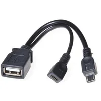 PremiumCord USB-A/2x MicroUSB-B redukce 0,14m černá OTG - Kabely a redukce