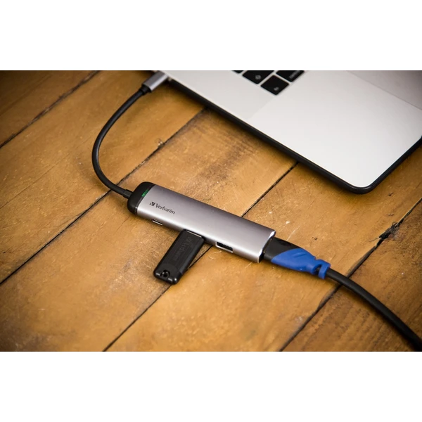 Verbatim USB-C Multiport HUB, 2x USB 3.0, 1x USB-C, HDMI dokovací stanice šedá - Dokovací stanice - Obrázek CCOR000301