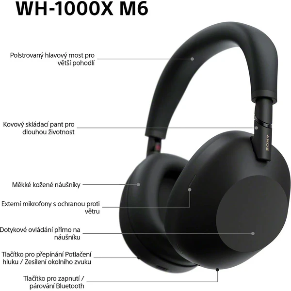 Sony WH-1000XM6 bezdrátová sluchátka černá - Sluchátka - Obrázek CD8L000K01