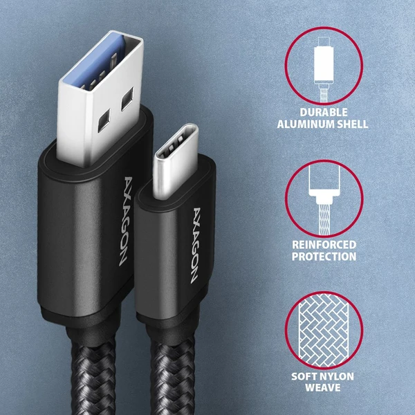 AXAGON USB-C/USB-A napájecí kabel 1,5m černý - Kabely a redukce - Obrázek CED0700301
