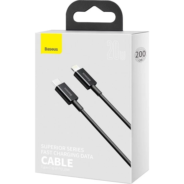 Baseus Superior USB-C/Lightning napájecí kabel 20W 2m černý - Kabely a redukce - Obrázek CGF9700301