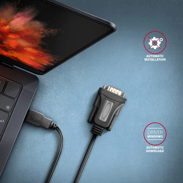 AXAGON USB-A/COM(DE-9) redukce 1,5m černá - Kabely a redukce - Obrázek CHS6000701