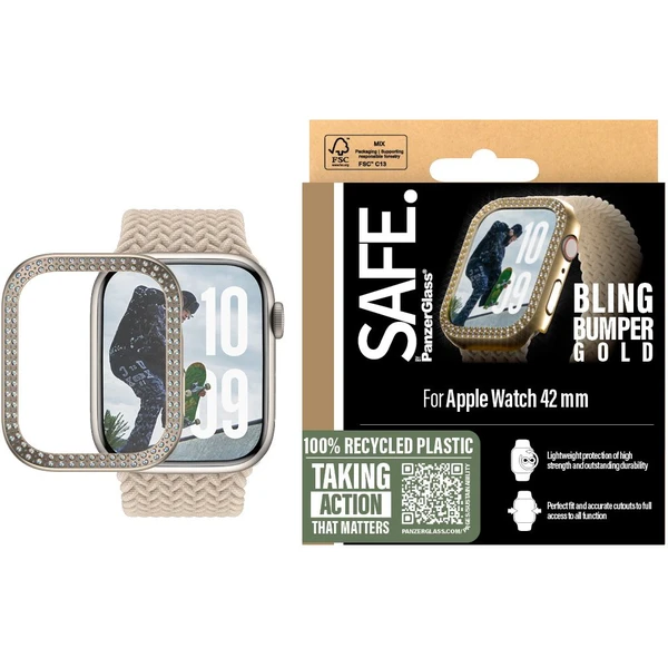 PanzerGlass® SAFE Apple Watch 10/11 (42mm) bumper třpytivě zlatý rámeček - Pouzdra - Obrázek CHWA000L01