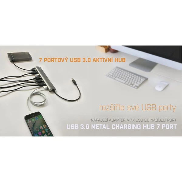 iTec USB 3.0 Hub 7-Port se síťovým zdrojem - USB huby - Obrázek CJ62000301