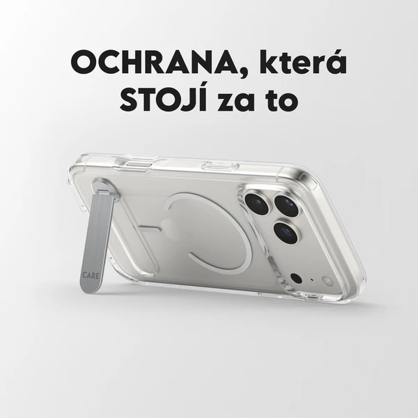 PanzerGlass® CARE Kickstand kryt s MagSafe Apple iPhone 17 Pro Max stříbrný/bílý - Pouzdra - Obrázek CJDH000K01