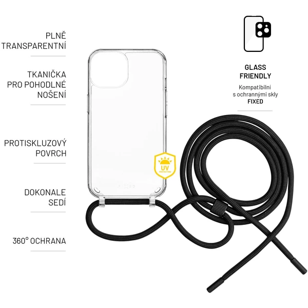 FIXED Pure Neck kryt s černou šňůrkou na krk pro Apple iPhone 7/8/SE (2020/2022) - Pouzdra - Obrázek CKQ1000601