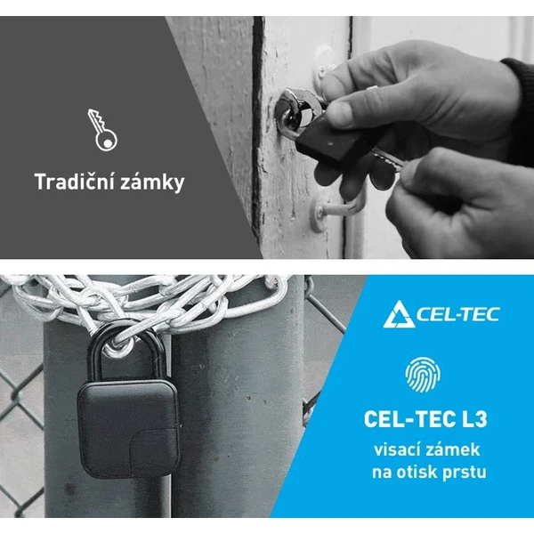CEL-TEC L3 visací zámek se čtečkou otisku - Vychytávky - Obrázek CLFW600301
