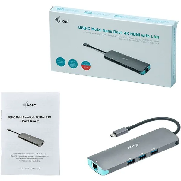 i-tec USB-C Metal Nano Docking Station 4K HDMI LAN + Power Del - Dokovací stanice - Obrázek CMPN200401