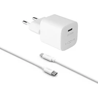 FIXED Mini nabíječka s USB-C/USB-C kabelem, PD, 1 m, 30W, bílá - Nabíječky