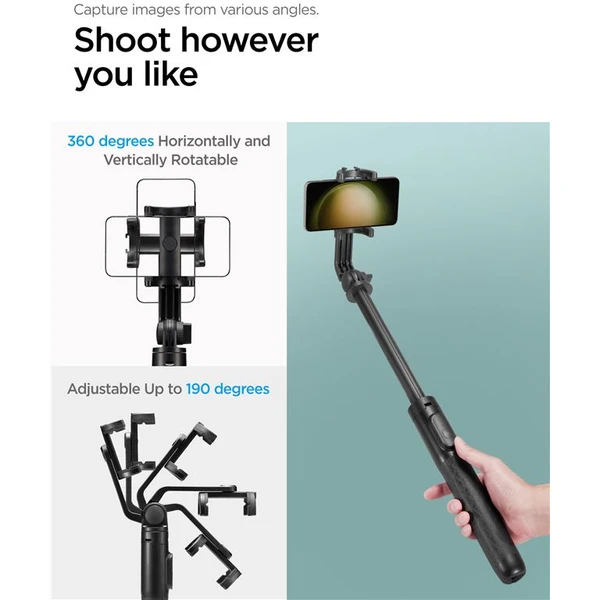 Spigen Tripod Selfie Stick (longer version) černý - Držáky - Obrázek CQA1000P01