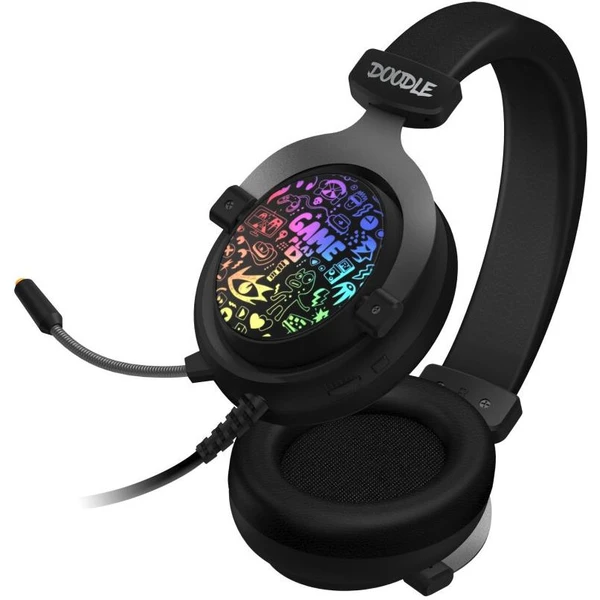 CONNECT IT DOODLE RGB herní sluchátka černá - Sluchátka - Obrázek CQNV600301