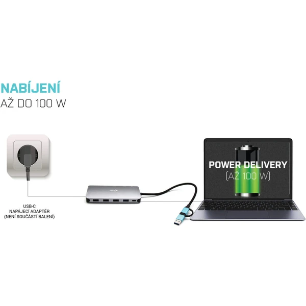 i-tec USB 3.0 USB-C/TB3 3x Display Metal Nano Dock with LAN + - Dokovací stanice - Obrázek CRIXF00101