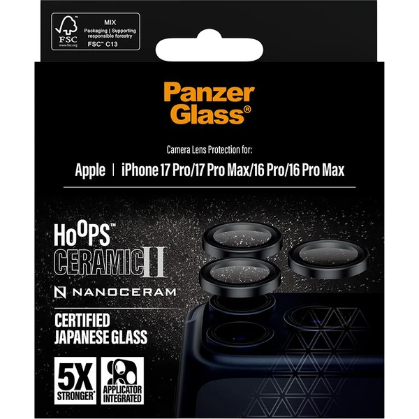 PanzerGlass® Hoops Ceramic II skla iPhone 17 Pro/16 Pro/15 Pro/17 Pro Max/16 Pro Max/15 Pro Max - Ochranné folie a skla - Obrázek CUEH000K01