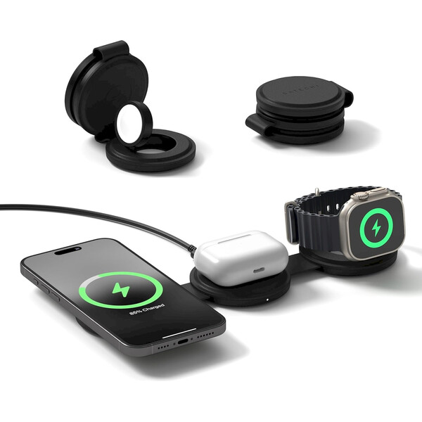 Satechi OntheGo 3v1 bezdrátová nabíječka černá Černá