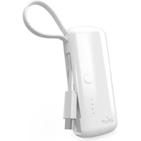 PURO Power Link Powerbanka 5000 mAh (12W) s PD a integrovaným kabelem bílá - Powerbanky