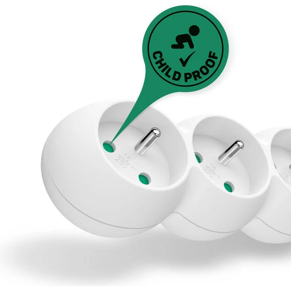CONNECT IT prodlužovací kabel 230 V 3 zásuvky s vypínačem 1,5m bílý - Zásuvky - Obrázek D0QL000K01
