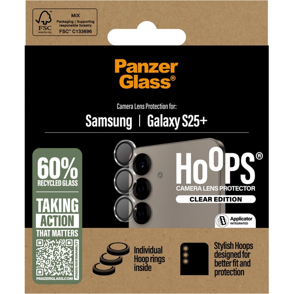 PanzerGlass® Hoops® Samsung Galaxy S25+ čiré ochranné kroužky pro čočky fotoaparátu - Ochranné folie a skla - Obrázek D1FC000J01