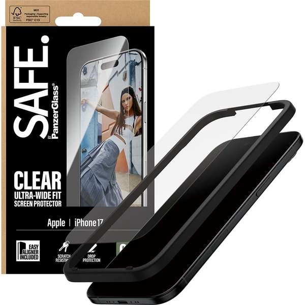 PanzerGlass® SAFE Ultra-Wide Fit sklo Apple iPhone Air s instalačním rámečkem - Ochranné folie a skla - Obrázek D1KH000K01