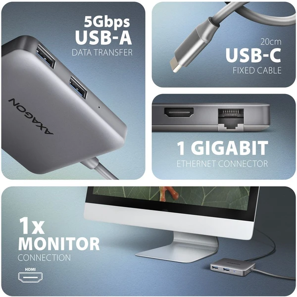 AXAGON HMC-5HL 5v1 USB-C hub - Dokovací stanice - Obrázek D1W3000L01