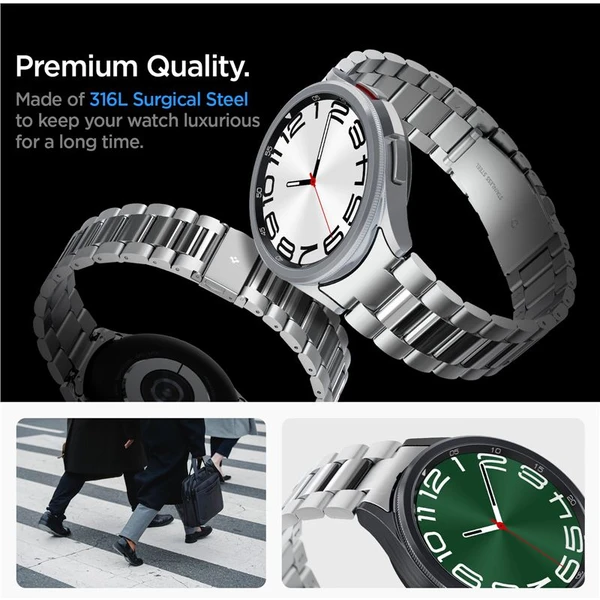 Spigen Modern Fit 316L Band řemínek Samsung Galaxy Watch6 Classic 47mm stříbrný - Řemínky - Obrázek D1W3000N01