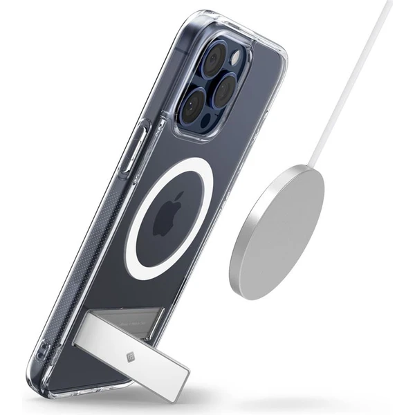 Spigen Caseology Capella kryt se stojánkem s MagFit iPhone 15 Pro čirý/bílý - Pouzdra - Obrázek D1W4000L01