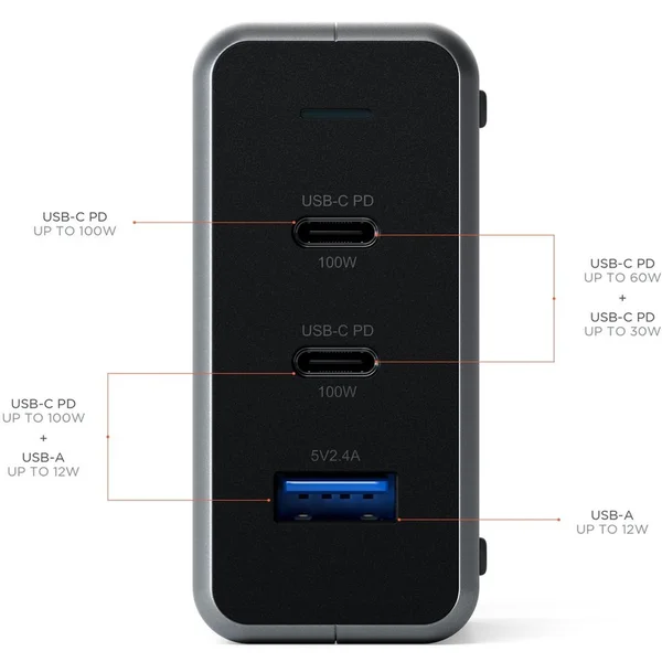 Satechi 100W USB-C PD GaN nabíječka šedá - Nabíječky - Obrázek D2AT000501