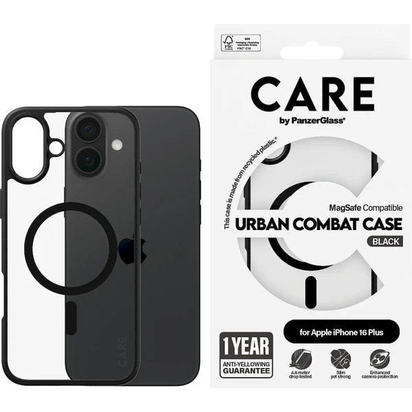 PanzerGlass® CARE kryt Apple iPhone 16 Plus MagSafe Urban Combat černý/černý - Pouzdra - Obrázek D308000P01