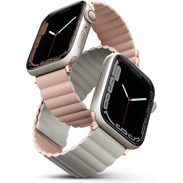 UNIQ Revix oboustranný řemínek pro Apple Watch 42/41/40/38mm Blush (růžový/béžový)