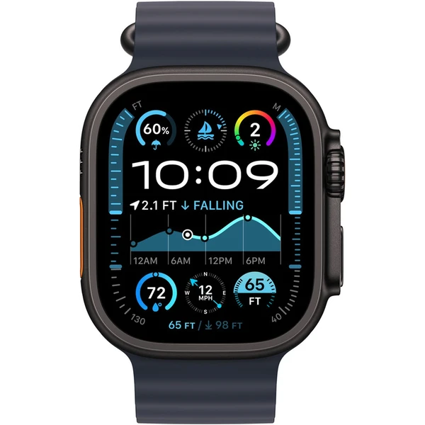 Apple Watch 49/44/45/46mm námořnicky modré prodloužení oceánského řemínku s černým titanem - Řemínky - Obrázek D469000L01