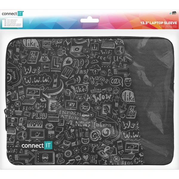 CONNECT IT Doodle pouzdro pro notebook 13.3" černé - Pouzdra - Obrázek D4N0000J01