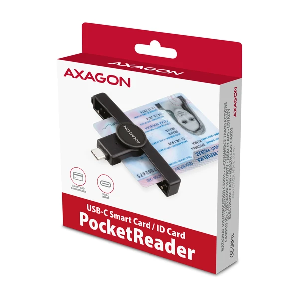 AXAGON CRE-SMPC USB-C PocketReader čtečka kontaktních karet Smart card - Čtečky paměťových karet - Obrázek D4N4000701