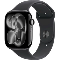 Apple Watch Series 11 Cellular (46mm) Klavírně černý hliník s černým sportovním řemínkem M/L - Chytré hodinky