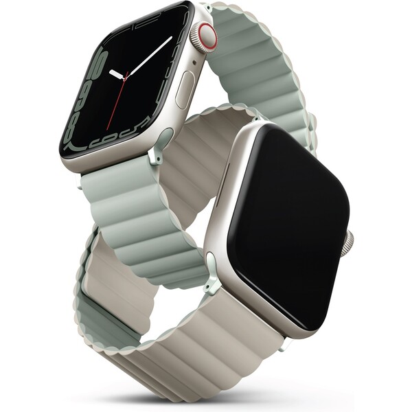 UNIQ Revix oboustranný řemínek pro Apple Watch 42/41/40/38mm Sage (šedolozený/béžový)