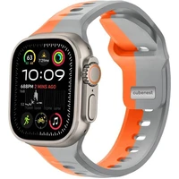 CubeNest Premium Silicon Band řemínek Apple Watch 42-49 mm šedý/oranžový - Řemínky