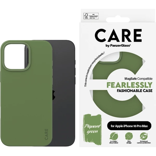 PanzerGlass® CARE kryt Apple iPhone 16 Pro Max MagSafe Fearlessly zelený - Pouzdra - Obrázek D608000P01