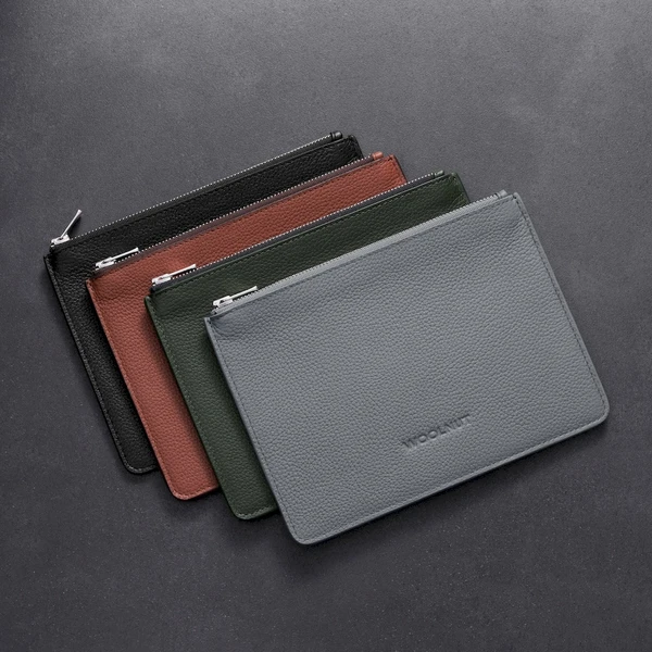 Woolnut Leather Pouch (Flat) kožené pouzdro šedé - Organizéry - Obrázek D768000701