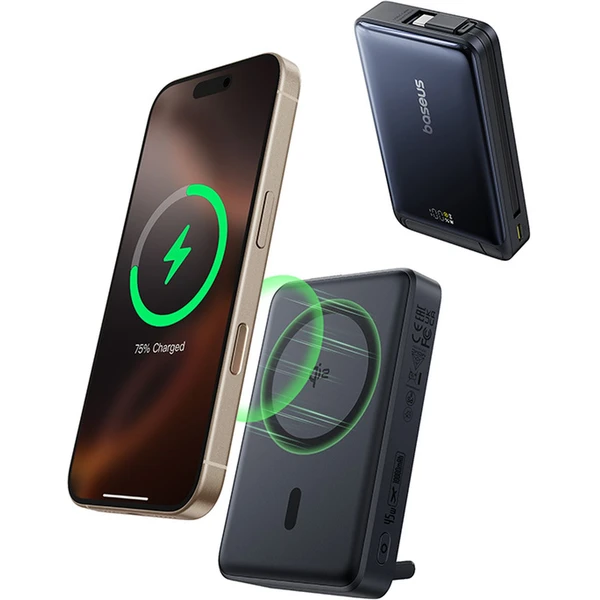 Baseus Nomos Qi2 powerbanka 10000mAh 45W s kabelem USB-C černá - Powerbanky - Obrázek D7AE000N01