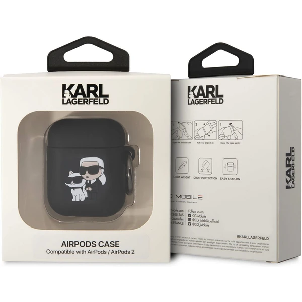 Karl Lagerfeld 3D Logo NFT Karl and Choupette pouzdro AirPods 1/2 černý - Pouzdra - Obrázek D7N6000701
