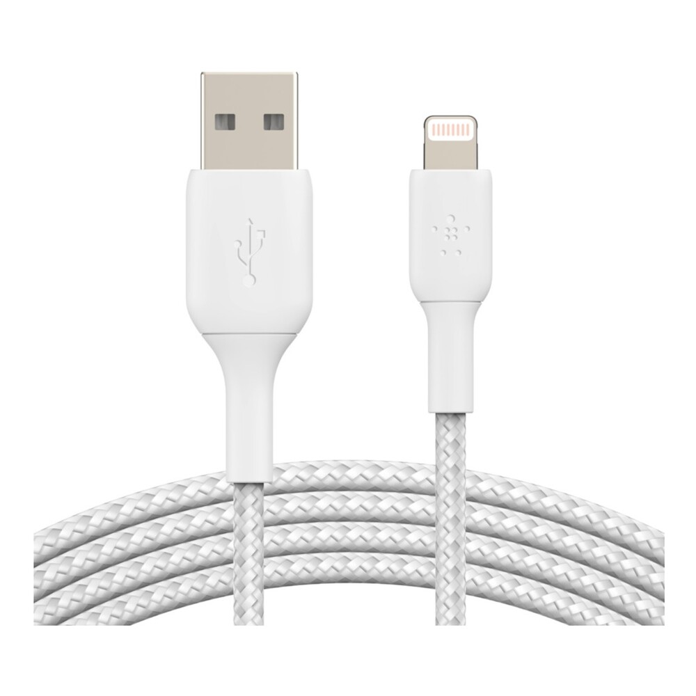 Belkin BOOST Charge Braided Lightning/USB-A odolný kabel, 15cm, bílý