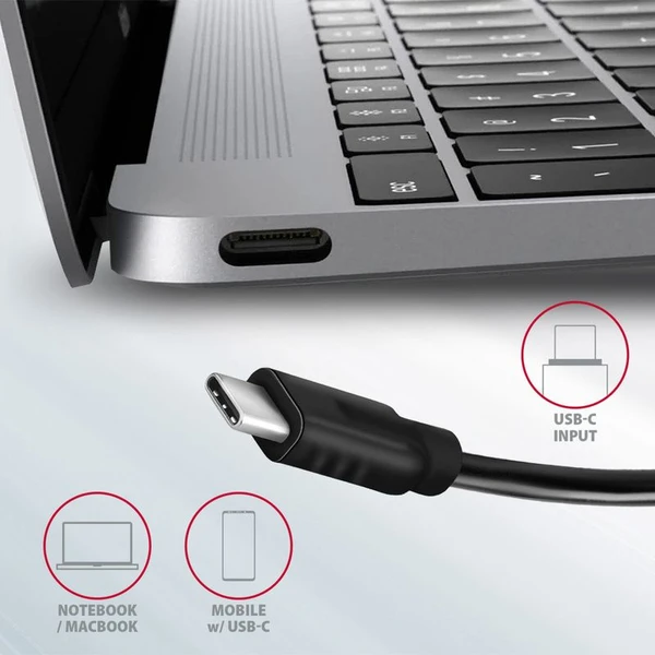 AXAGON HMC4G2 USBC 3.2 Gen 2 10 Gbps hub w. 2x USBA + 2x USBC 13cm USBC cable - USB huby - Obrázek D87HF00101