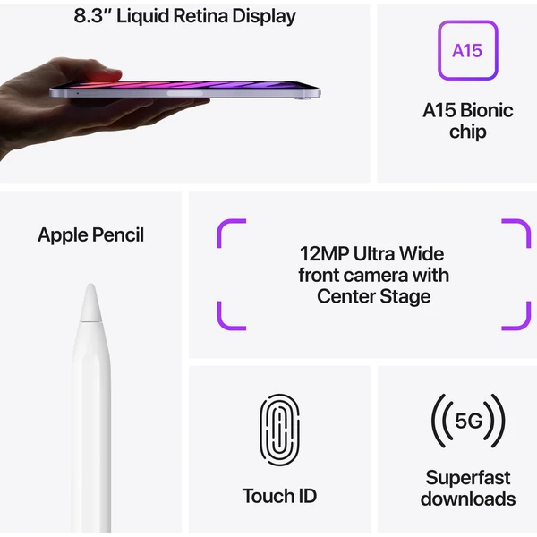 Apple iPad mini 64GB Wi-Fi + Cellular vesmírně šedý (2021) (Kategorie B) - Tablety - Obrázek D8QKF00101
