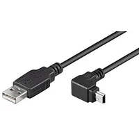 PremiumCord USB-A/MiniUSB-B kabel se zahnutým konektorem 1,8m černý - Kabely a redukce