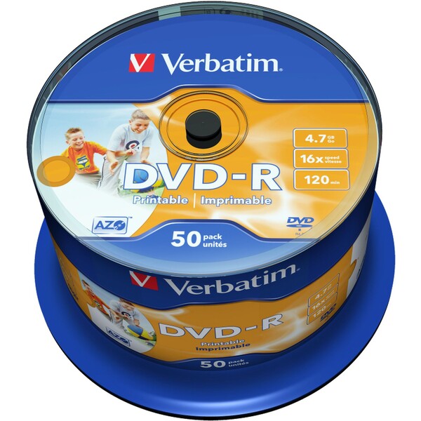 VERBATIM DVD-R(50 ks)Spindle/Inkjet Printable Wide/16x/4.7GB